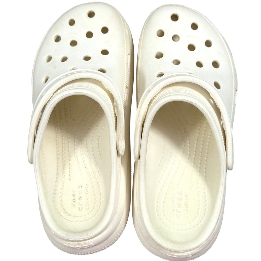 Crocs Classic Platform Clogs Junior 5 Womens 7 White Foam Wedge Minimalist Shoes